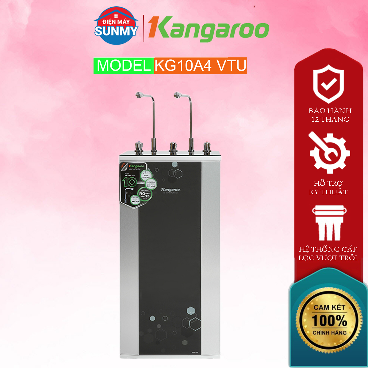Máy lọc nước Kangaroo KG10A4 VTU 10 lõi RO Hydrogen làm lạnh bằng block , lọc nước nóng lạnh kangaroo - hàng trưng bày bảo hành 12 tháng