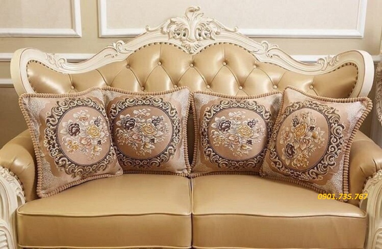 Gối tựa lưng Sofa Tây Âu sang trọng màu nâu vàng 48x48cm