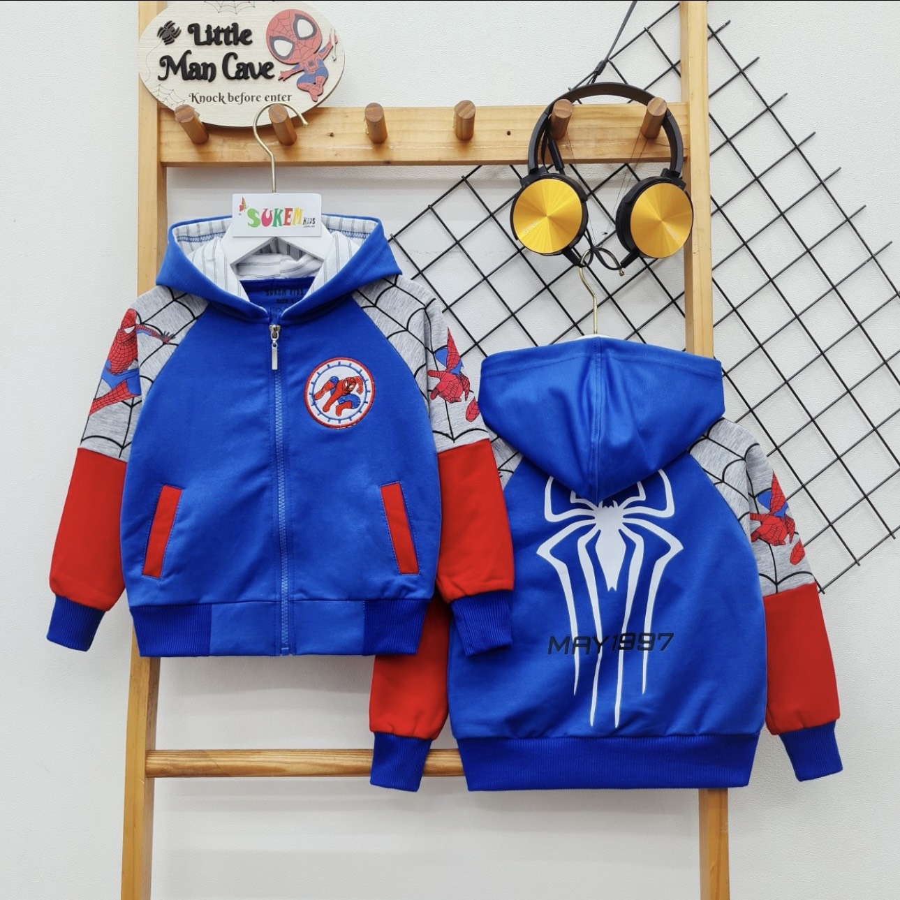 Áo khoác Spiderman/ Áo khoác siêu nhân người nhện Spiderman chất thun da cá loại 1 dành cho bé trai từ 10kg- 40kg. Áo khoác bé trai Spiderman