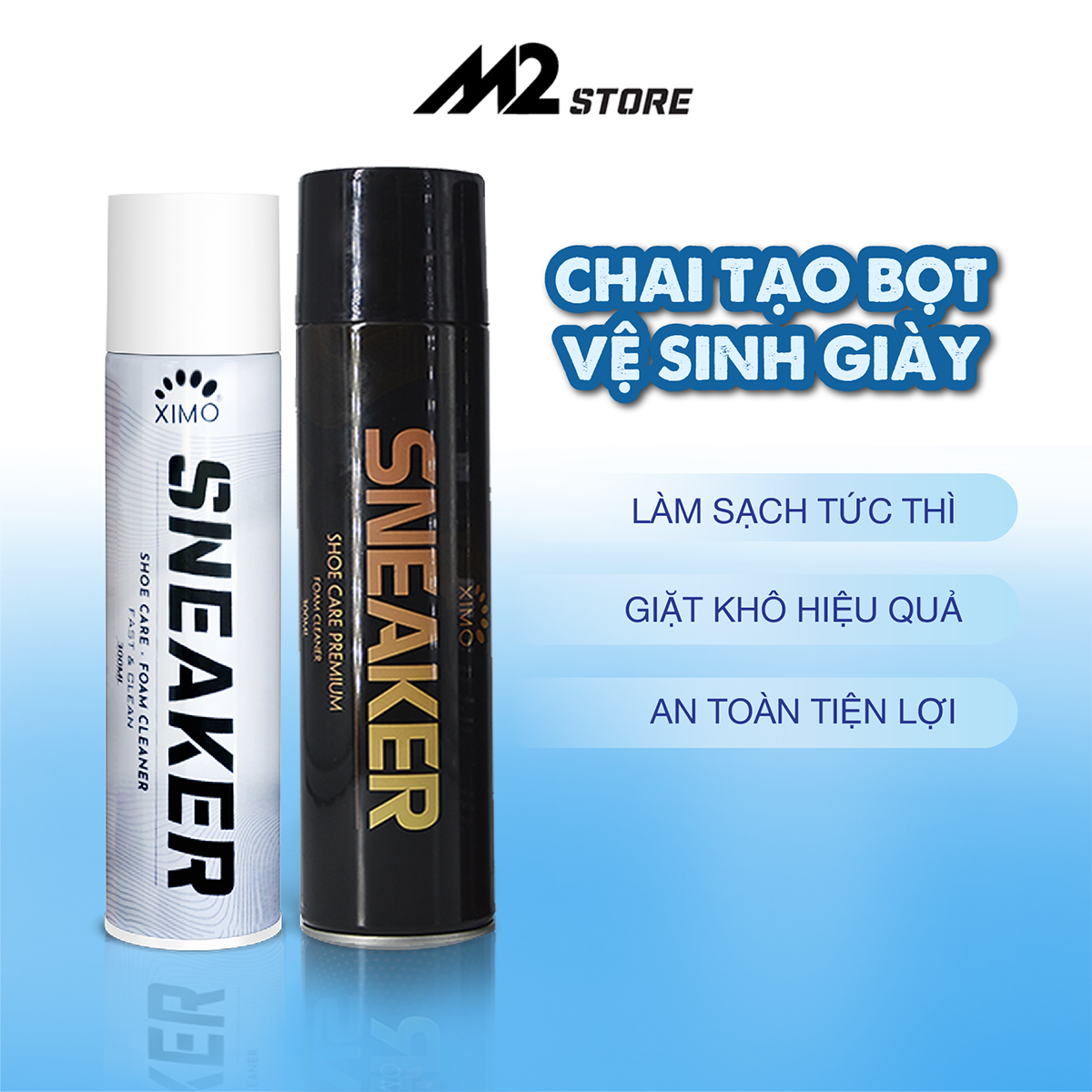 Chai xịt tạo bọt vệ sinh giày XIMO, Bình xịt vệ sinh giày, tẩy trắng đế giày 300ml XVSG02