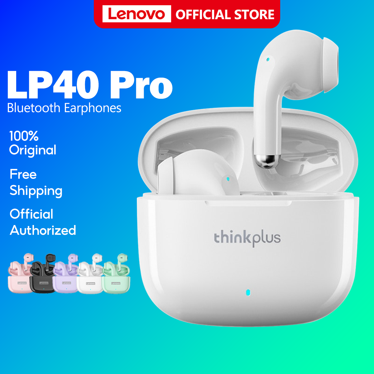 Lenovo LP40 AND LP40PRO IPX5 Tai nghe không dây thực TWS Bluetooth 5.1 HD Stereo Chơi game độ trễ thấp với nhạc micrô 