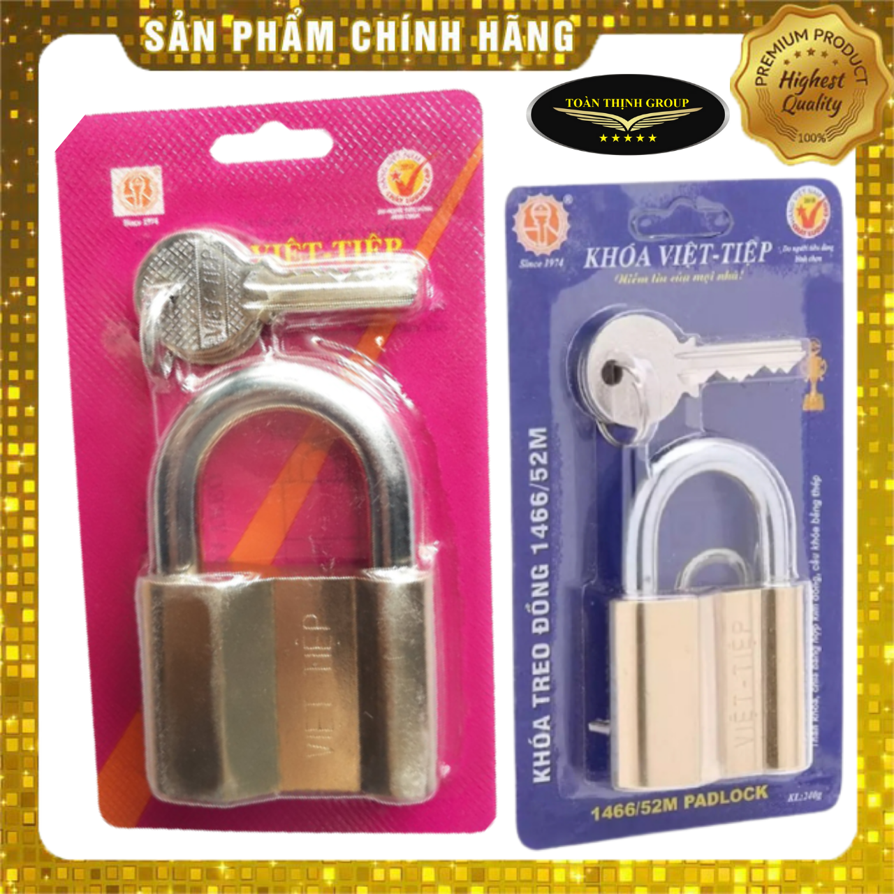 Ổ khóa đồng cao cấp việt tiệp 5 phân , 6 phân , đồng nguyên khối, siêu bền