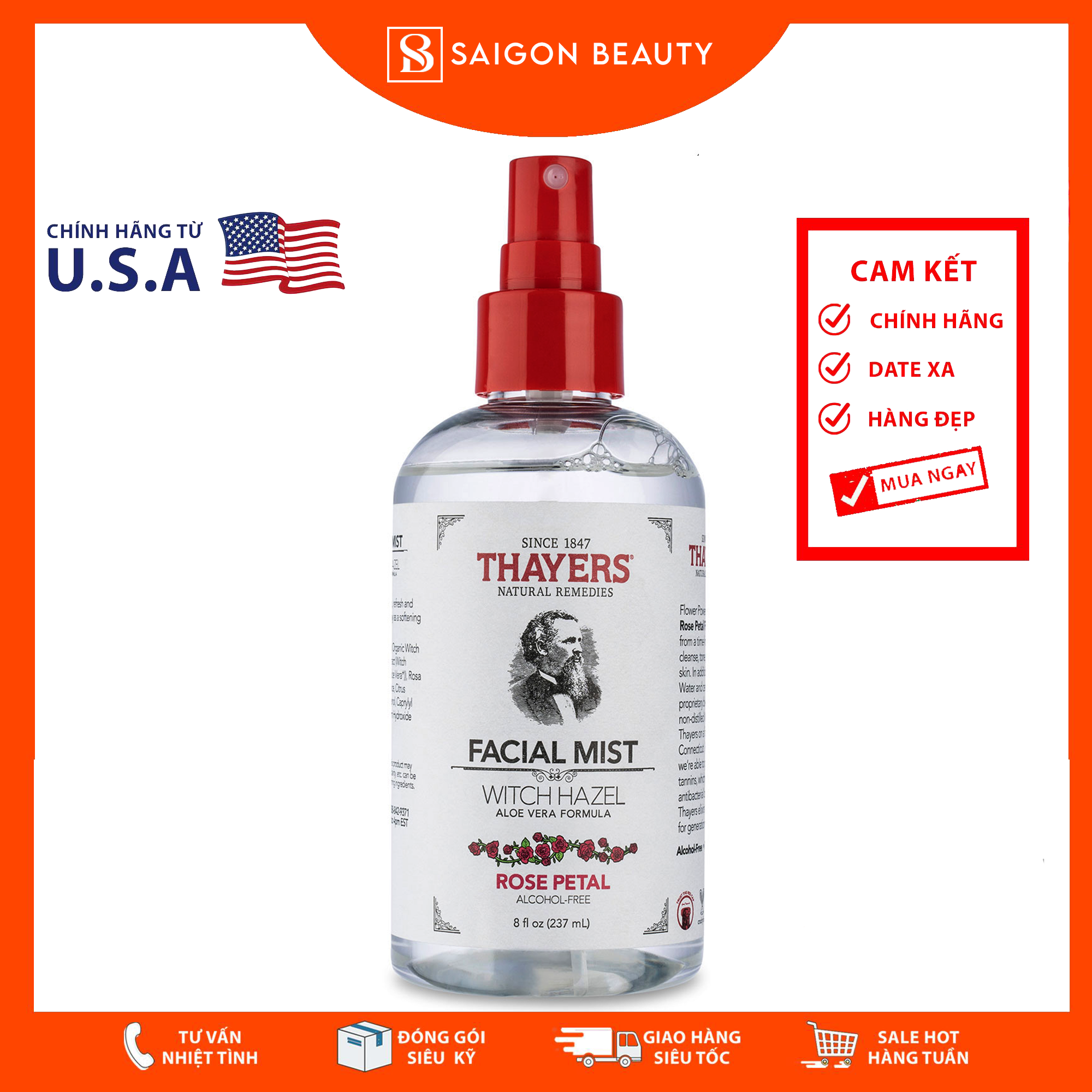 Toner dạng xịt Thayers Facial Mist Witch Hazel - Rose Petal