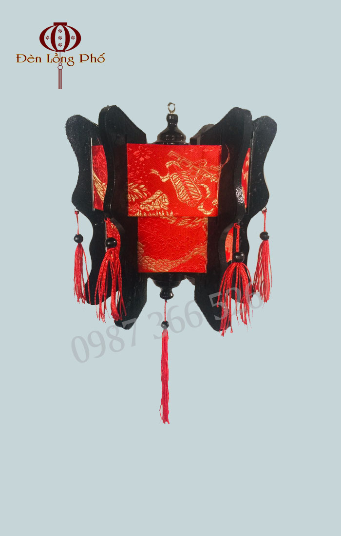 Đèn lồng lục giác vải gấm rông - size 20 cm