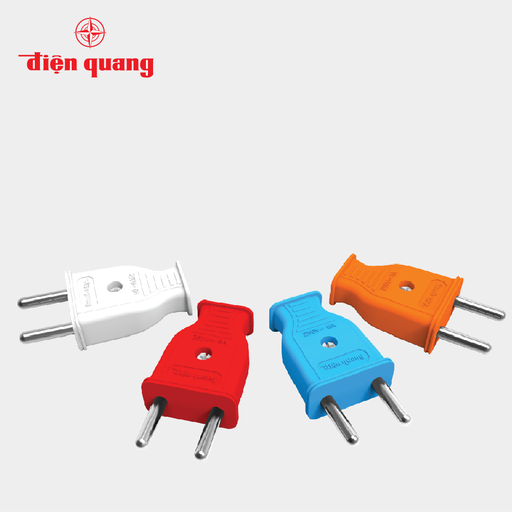 Set 10 Phích cắm Điện Quang ECO EPR01 (chân tròn, chân dẹt, màu ngẫu nhiên)