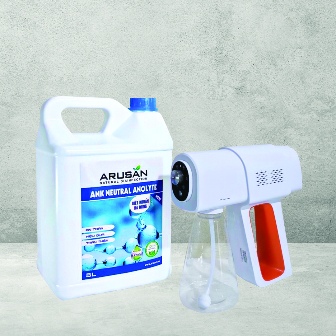 Combo thiết bị phun nano HD-08 & Nước diệt khuẩn Arusan Anolyte