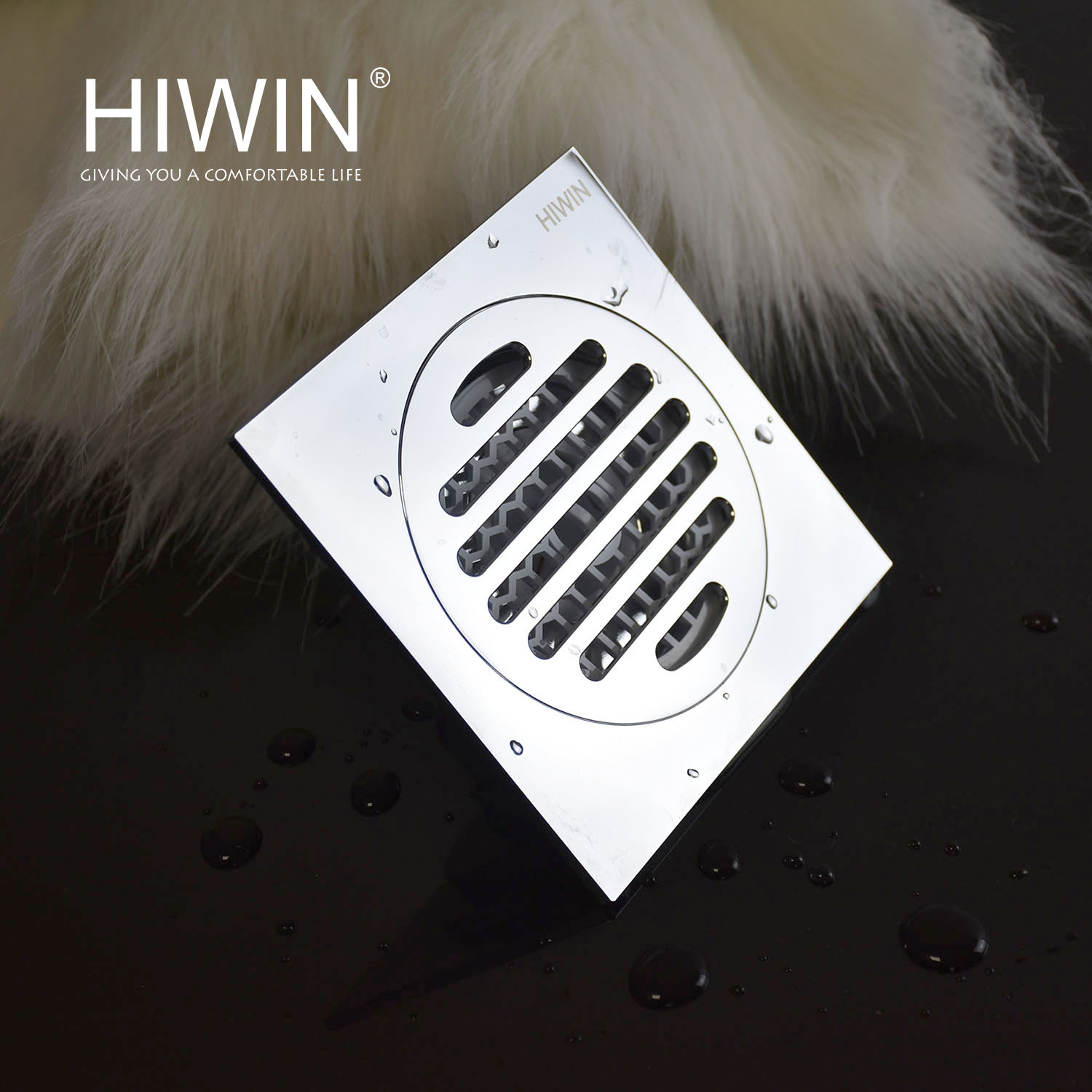Thoát sàn chống mùi hôi côn trùng FD-1952 đồng mạ crom Hiwin cao cấp kích thước 120x120