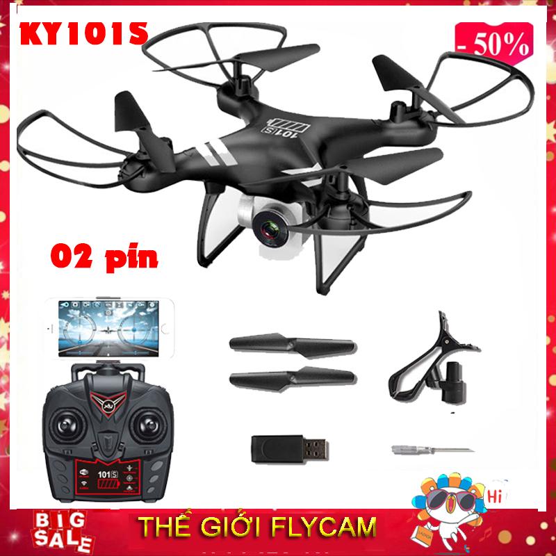 [BỘ 02 PIN] Flycam KY101S BAY 18 PHÚT bản nâng cấp của Flycam KY101 máy ảnh camera 2.0Mpa. HD 720P truyền trực tiếp về điện thoại, Có chế độ tự về bằng 1 nút bấm trên tay điều khiển. Flycam giá rẻ, Flycam pin trâu, Flycam camera HD