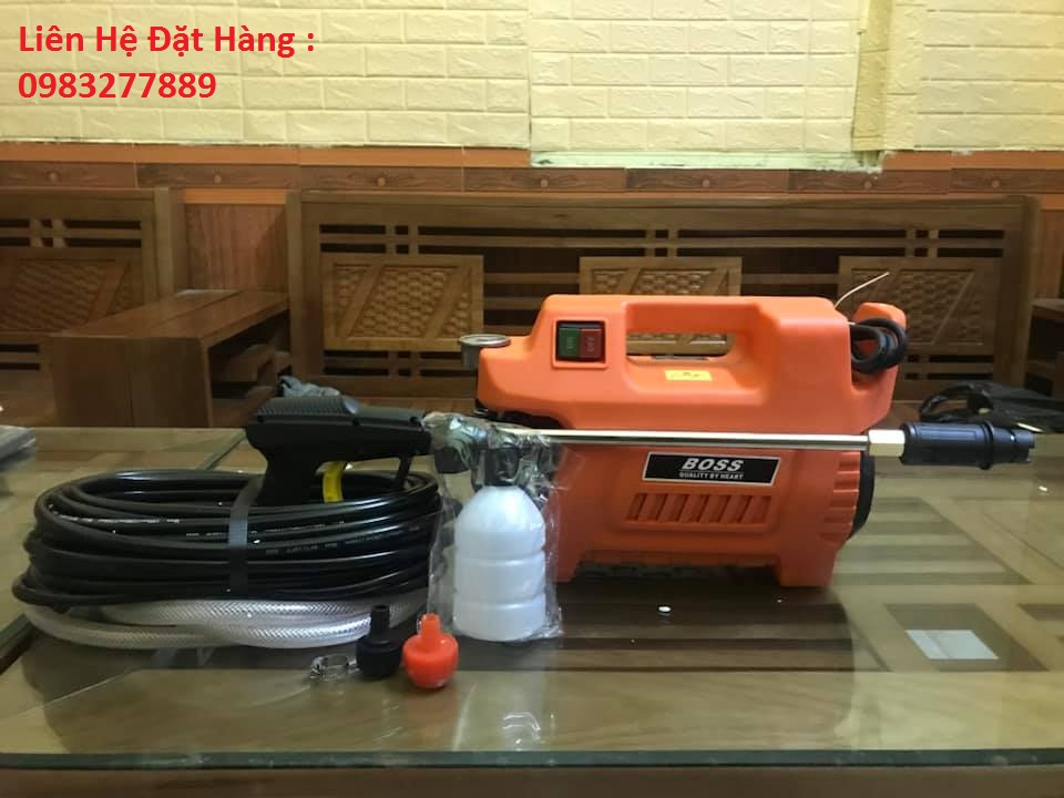 Máy rửa xe áp lực cao BOSS - 3000W dây 15m ống nối súng dài (kèm bình tạo bọt tuyết)