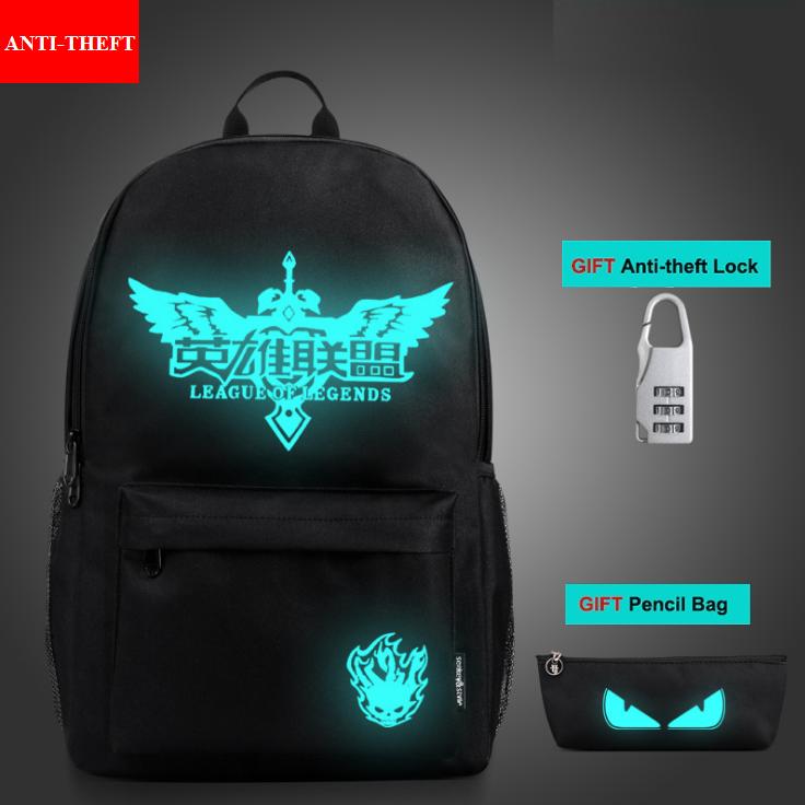 Balo Dạ Quang hình Liên minh Huyền thoại Tặng kèm Ví Dạ quang và Khóa Chống trộm