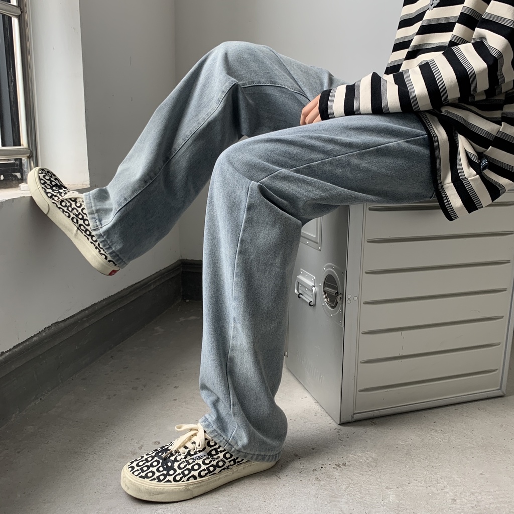 Quần Jean Ống Suông phong cách Unisex form rộng cho nam nữ ống rộng dáng suông vải thoáng mát