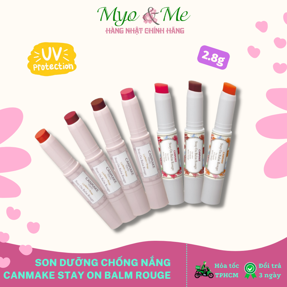 Son dưỡng màu chống nắng Canmake Stay-On Balm Rouge Nhật Bản - 2.8g