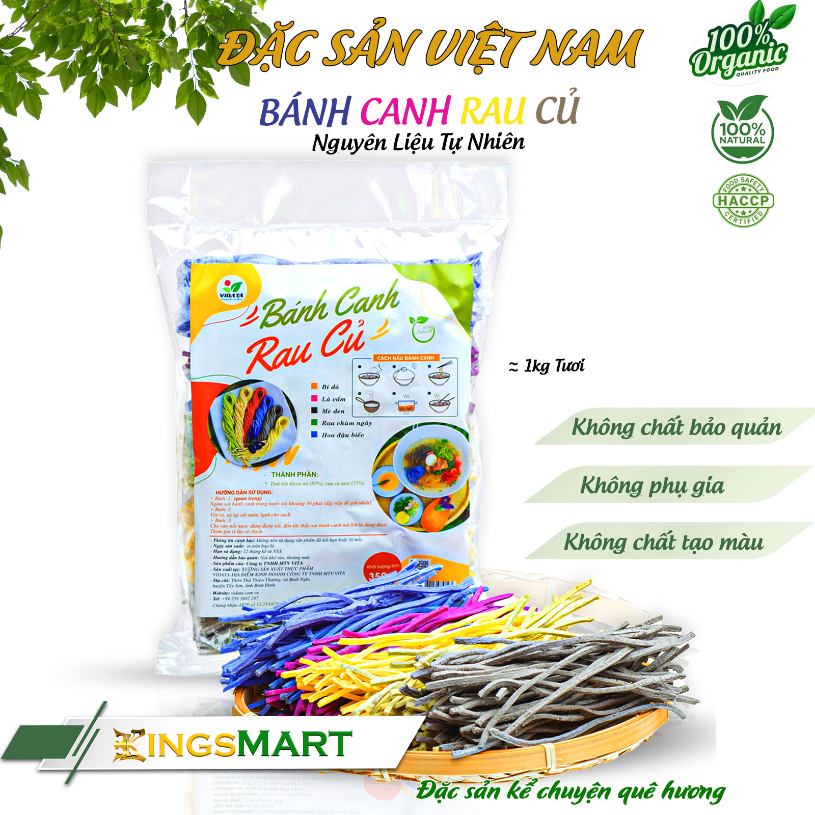 [Bếp quê] Bánh canh rau củ - Thương hiệu VIDATA - Đặc sản Tây Sơn Bình Định - Túi 350g - Kingsmart