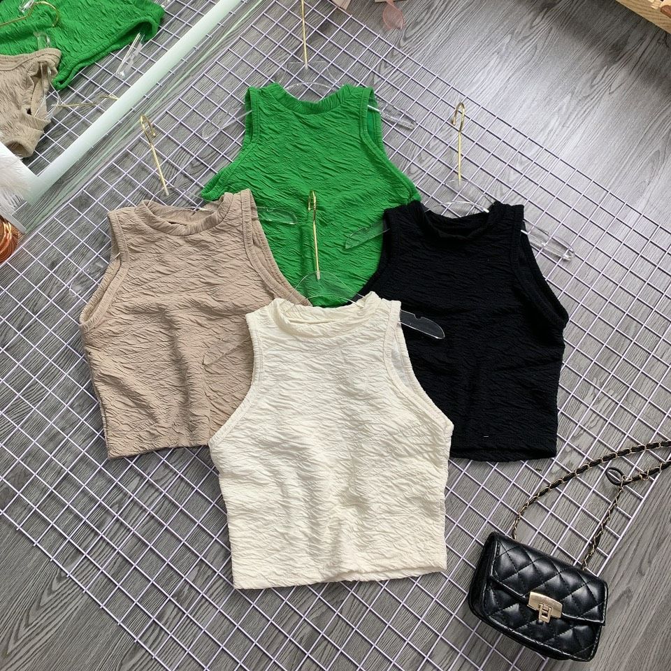 Áo 3 lỗ thun xốp trơn croptop cực xinh , chất thun xốp mềm mịn