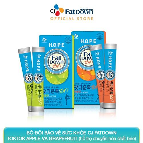 [HCM]Bộ đôi CJ FATDOWN TOKTOK hỗ trợ chuyển hóa chất béo (APPLE2.7gx10+GRAPEFRUIT2.7gx10) CJ제일제당 이너비 아쿠아뱅크 히알루론산