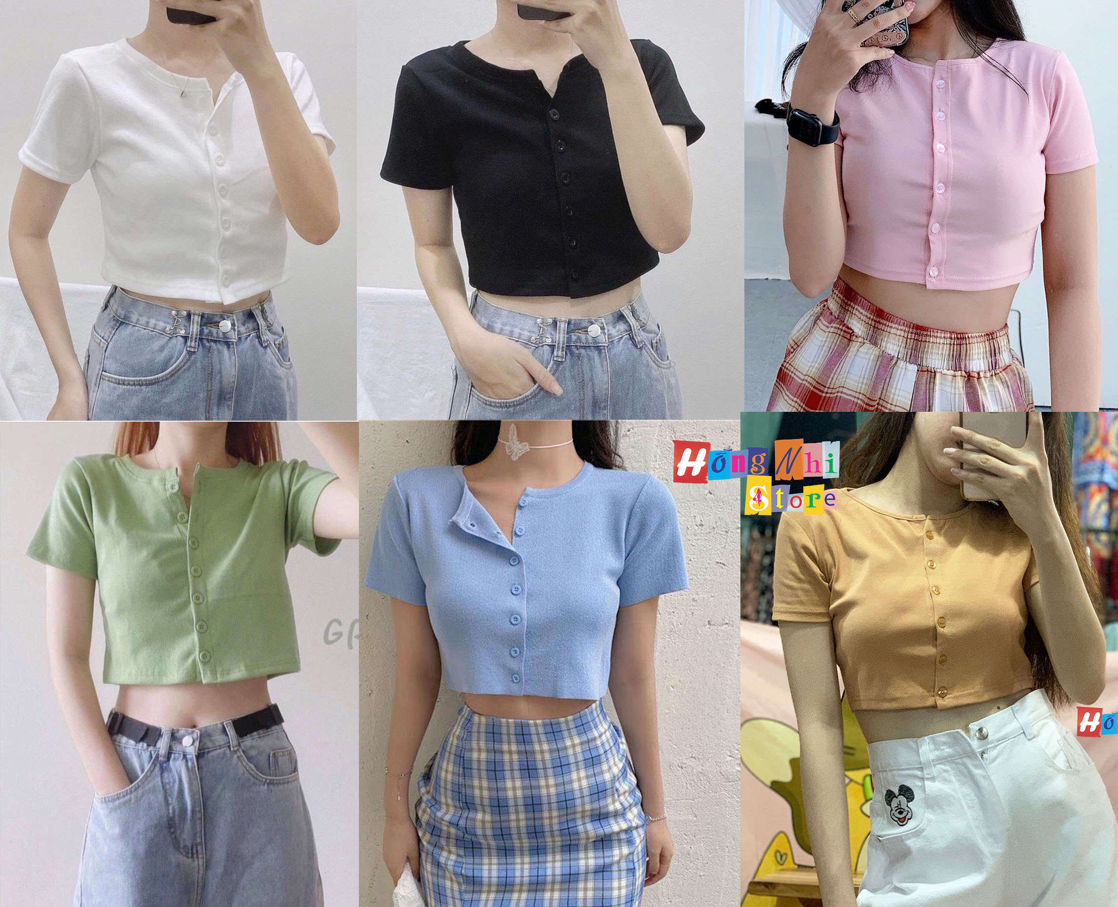 Áo croptop body ulzzang nút gài dáng ôm body - mm
