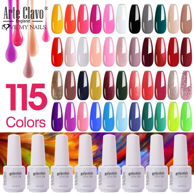 Arte Clavo Art Nails Varnish Top Base Coat Gel Nail UV Polish 115 Colors