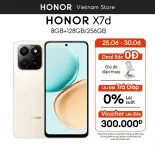 Điện Thoại Honor X7d 4G 8GB + 256GB, Pin 6500 mAh, Chip Snapdragon 685, Kháng Nước, Bảo Hành 18 Tháng
