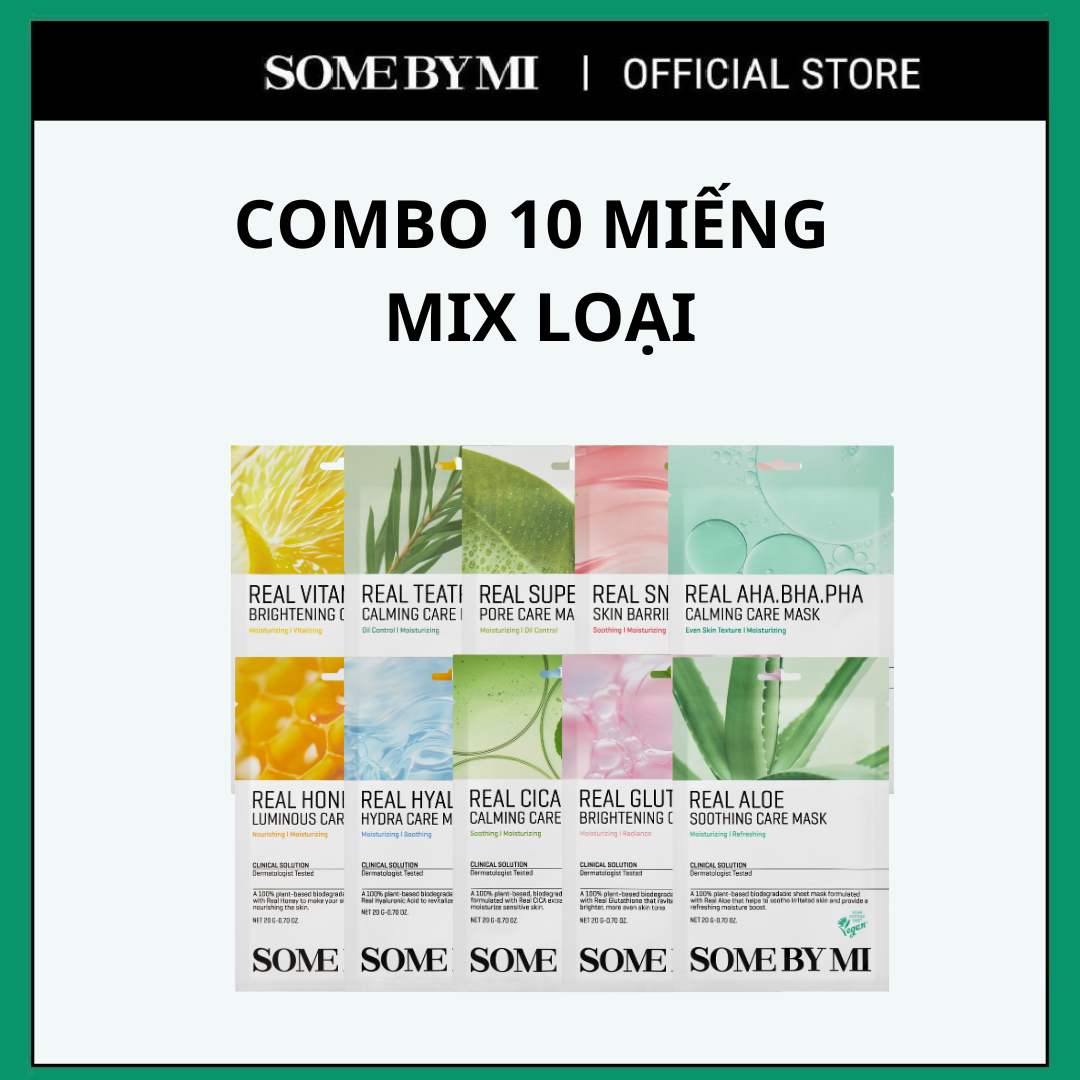  Combo 10 Mặt nạ dưỡng da Some By Mi Real Mask 20g cấp ẩm sâu làm dịu dưỡng trắng 