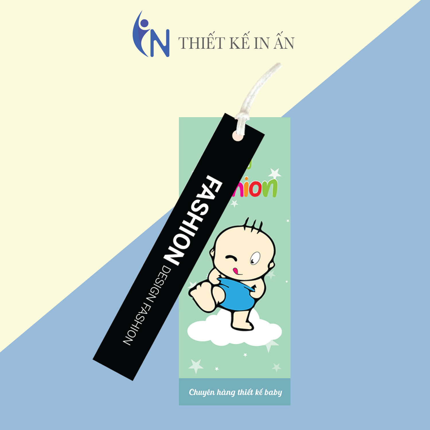 [HCM]Mác quần áo Tag nhãn quần áo  IN GIÁ RẺ cho shop bán hàng quần áo thời trang bìa cứng cán màng chất lượng cao- Set Gói 100 bộ - size 3.6x9cm và 1.5x9cm