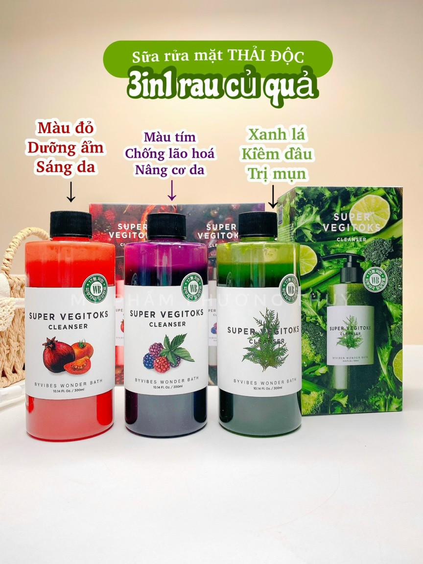 Sữa rửa mặt rau củ cà chua thải độc sủi bọt Super Vegitoks Cleanser 300ml