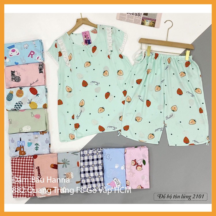 [SIZE 40-75KG] Đồ bộ bầu lửng mặc ở nhà, vải tôn 2 da mềm mát ít nhăn bền hơn tôn thường có thun điều chỉnh bụng thoải mái mát mẻ vô cùng