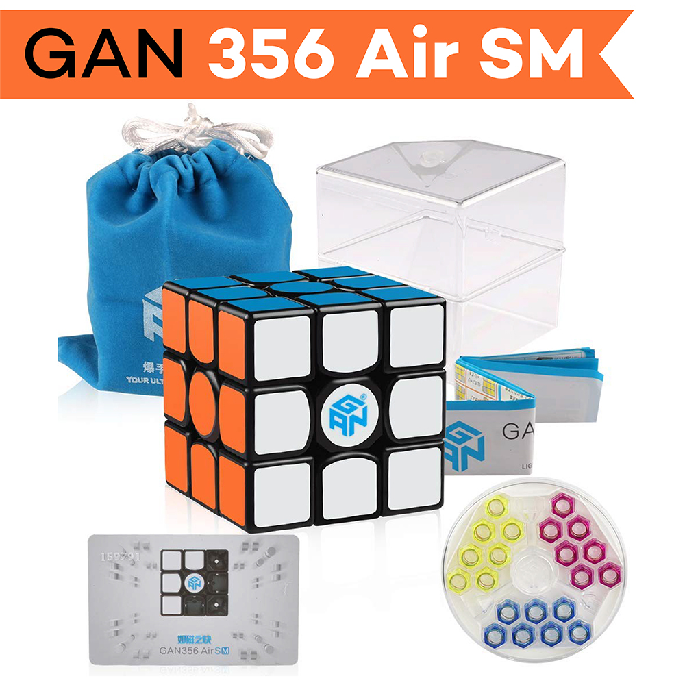 Đồ Chơi Rubik Gan 356 Air SM Nam Châm Từ Tính - Rubik Bẻ Góc Cực Tốt, Nhanh Mượt - Tặng ( Bội ốc + Túi + Dầu Bôi Trơn Rubik )