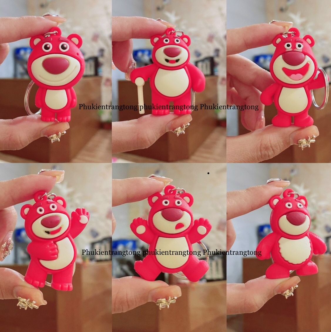 Móc khoá gấu dâu bụng bự