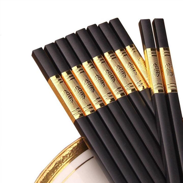 Bộ đũa vàng hàn quốc, bộ 10 đôi đũa vàng chống mốc, bộ đũa hợp kim vàng gia đình ,  đũa ăn cơm gia đình