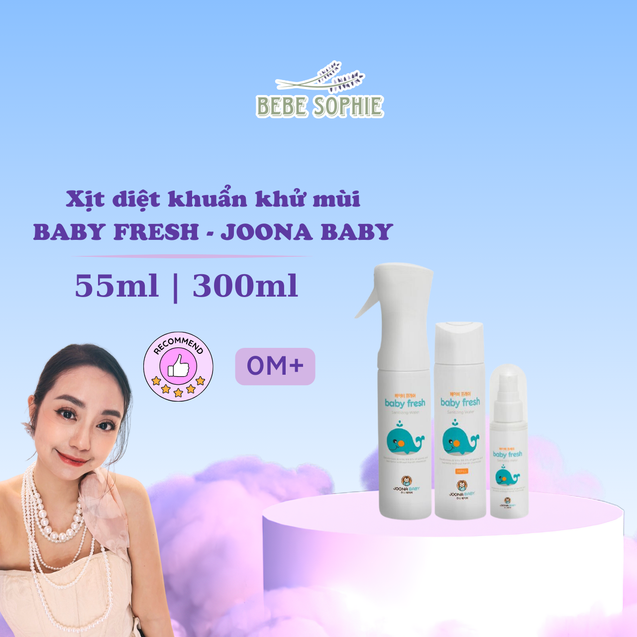 Xịt diệt khuẩn an toàn cho bé sơ sinh và cả gia đình Joonababy Fresh - chai 300ml
