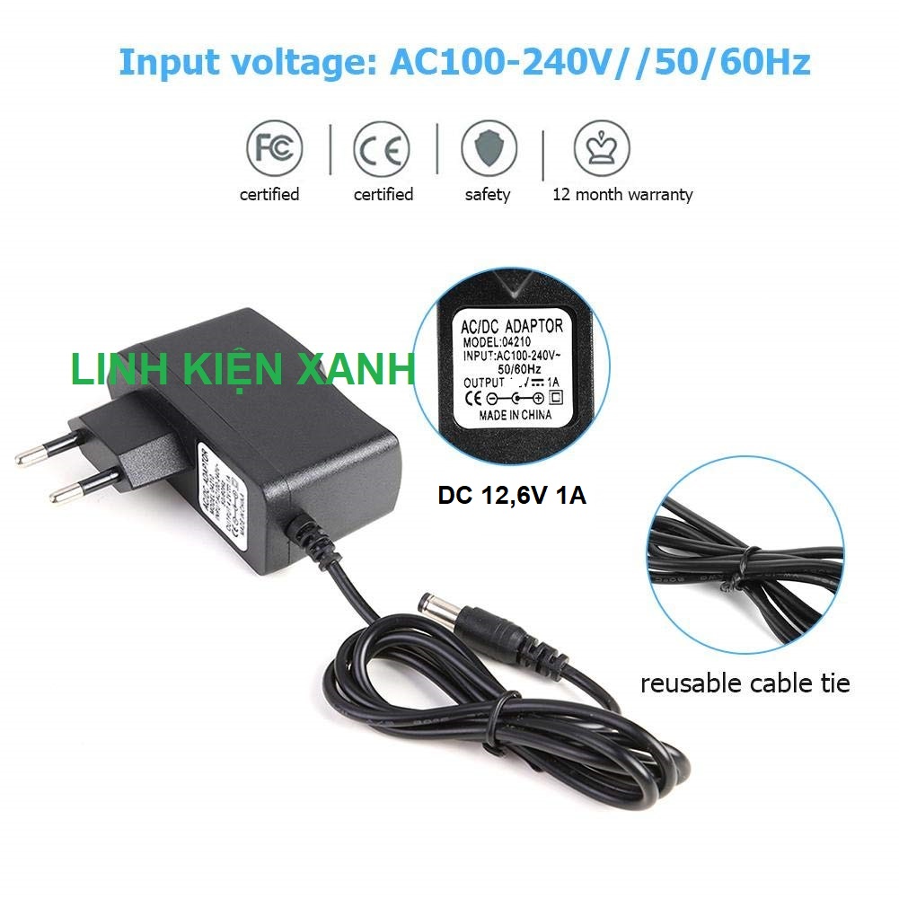 Sạc pin lithium 12.6v 1a li-ion, sạc pin 18650, chuyên sạc pin Li-ion 10.8V - 12V,Sạc máy khoan tay