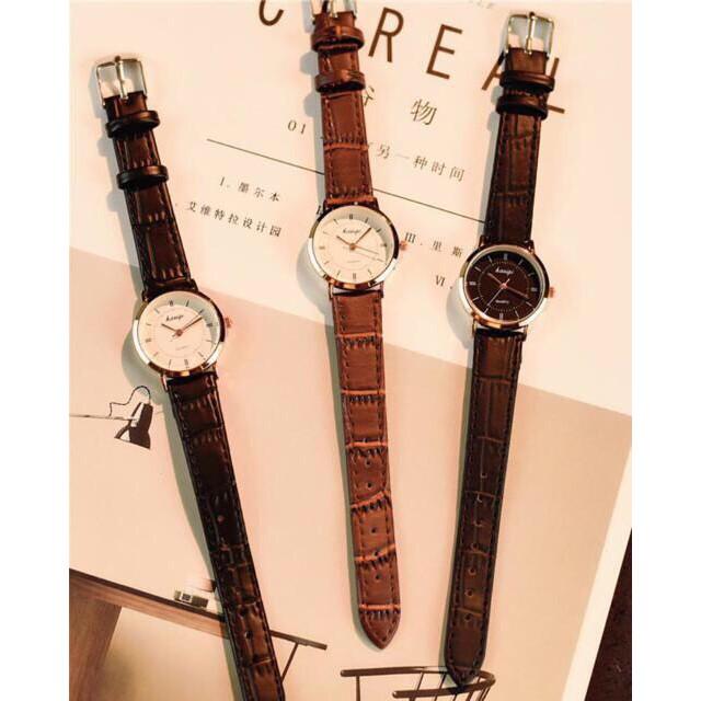 Đồng hồ thời trang nữ Kasigi dây da viền bạc cực đẹp