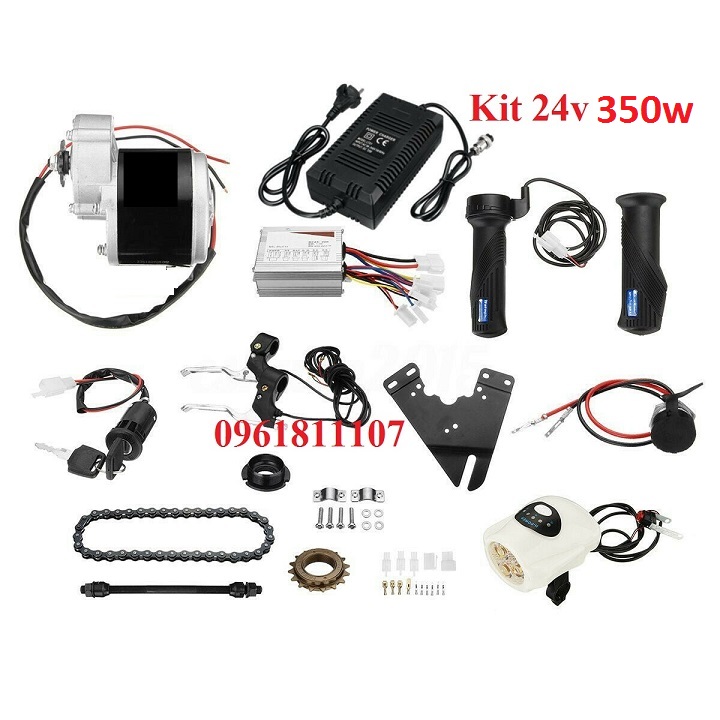 Kit chuyển xe đạp điên motor giảm tốc 24v 350w