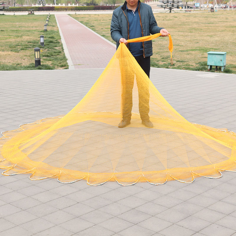 Chài dù vàng chân chì đúc túi sâu bắt cá cao 2m giá rẻ CV-01