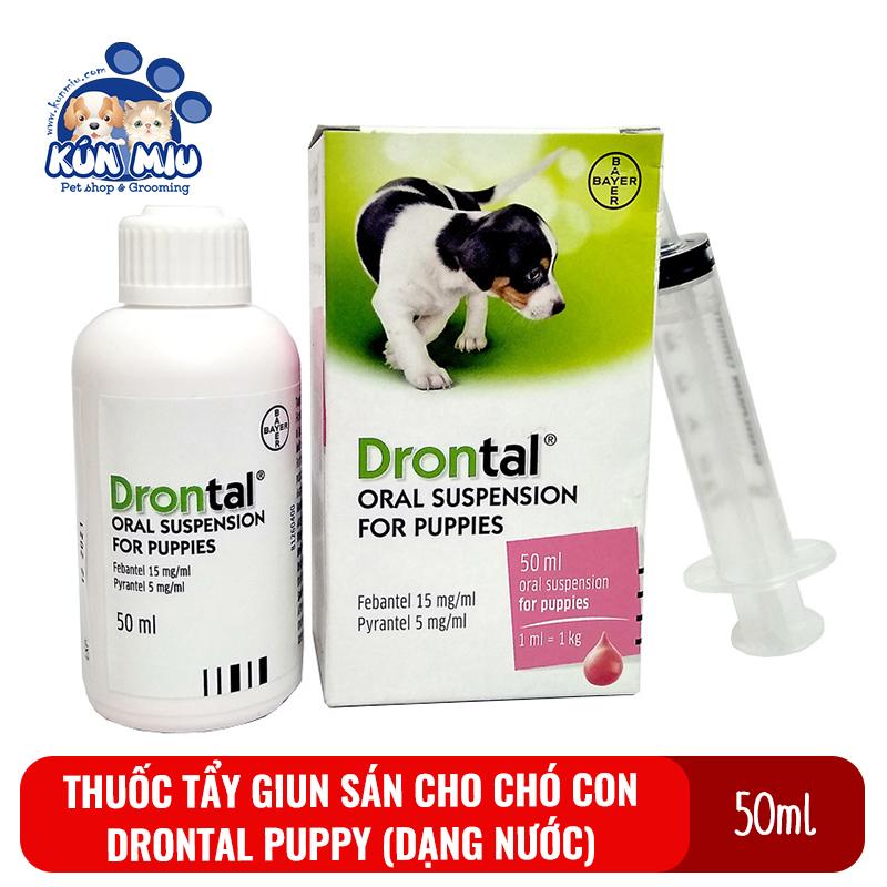 [Hoàn Tiền 10%] Thuốc tẩy giun sán cho chó con Drontal Puppy 50ml - Thuốc xổ giun cho chó con Drontal Puppy