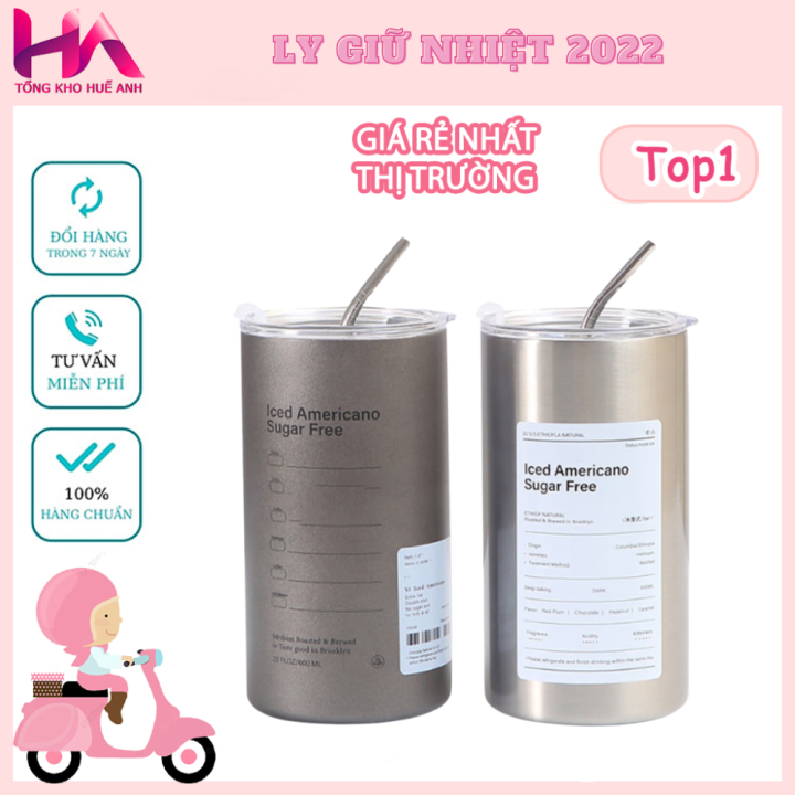 Ly Giữ Nhiệt Inox Iced Americano Chất Liệu Inox 304 Cao Cấp, Cốc Giữ Nhiệt Uống Cafe Giữ Nhiệt Dung 