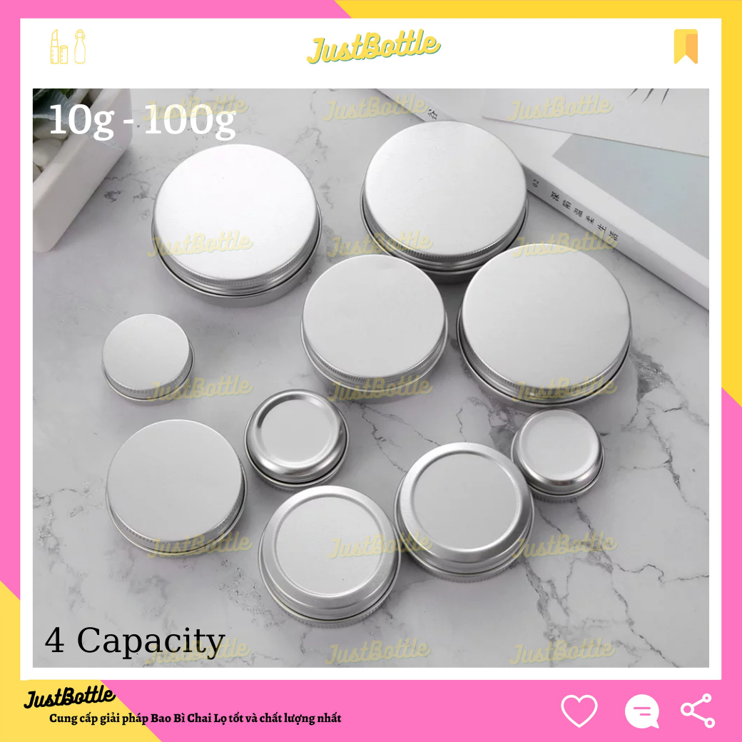 Hộp Nhôm Hũ Nắp Thiếc 5Gr 7Gr 10Gr 15Gr 20Gr 30Gr 50Gr 100Gr Mini Giá Rẻ Đựng Son Nến Trà Wax Gel