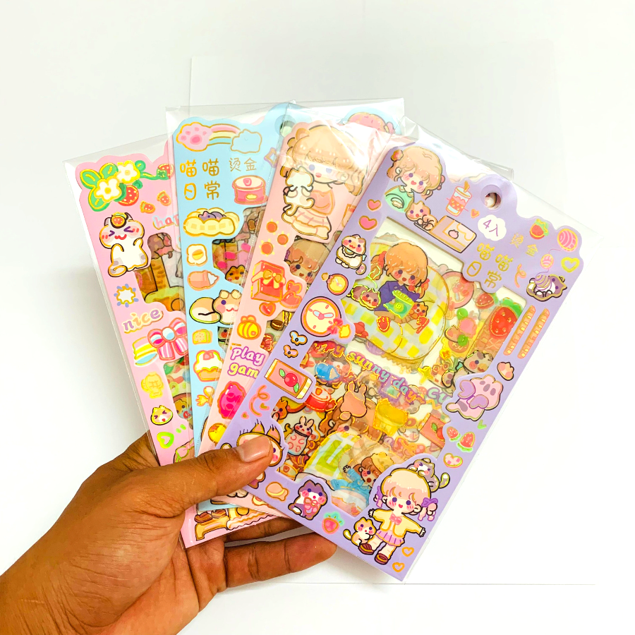 Combo 4 vỉ sticker dễ thương