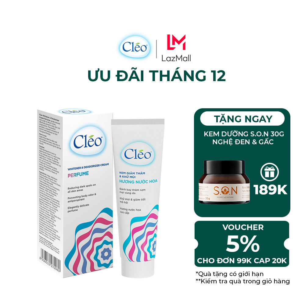 Kem giảm thâm & khử mùi 2IN1 Cléo Hương Nước Hoa - dưỡng trắng sau 4 tuần, lưu hương 8 tiếng 20G