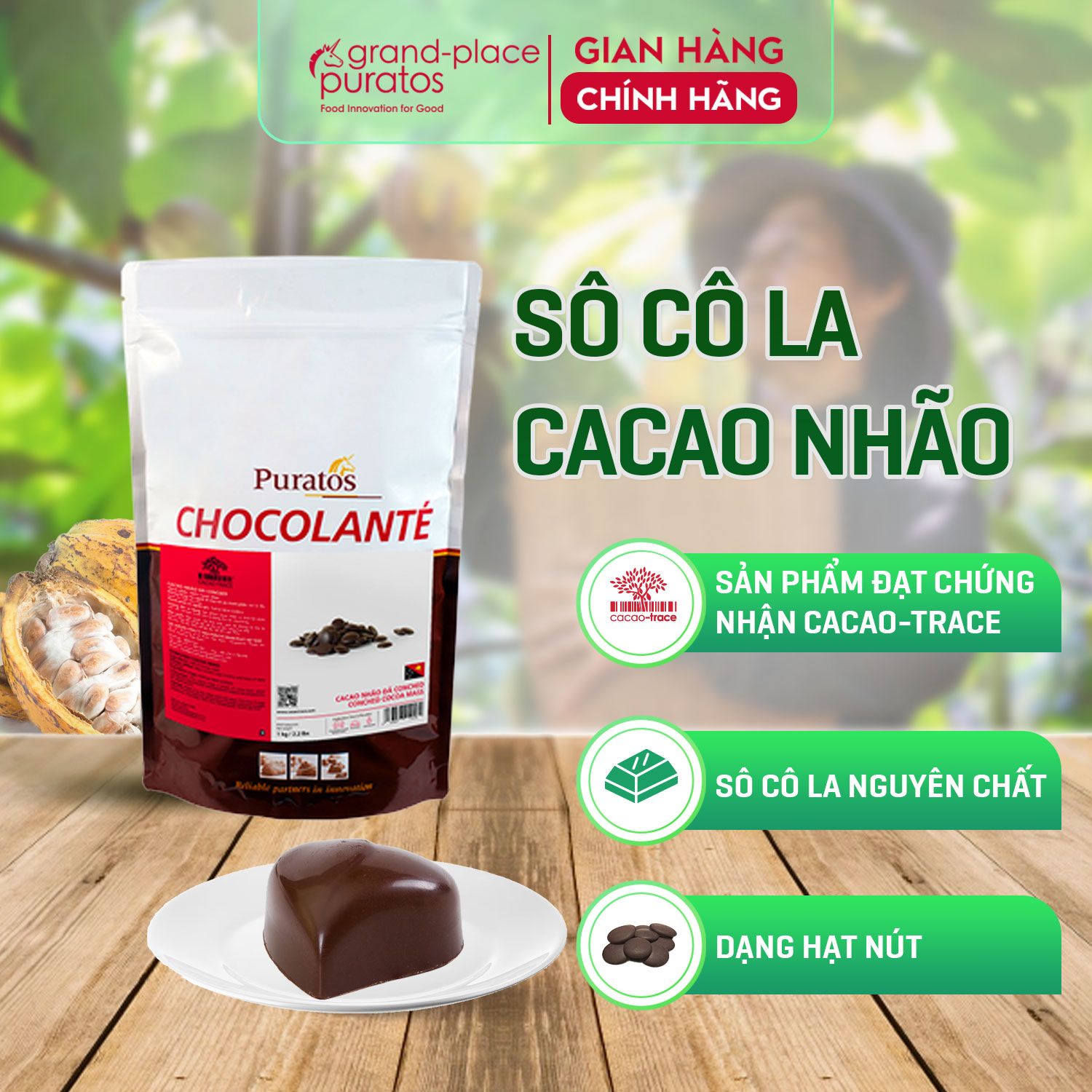 Cacao nhão puratos grand-place vn-1kg-4016254