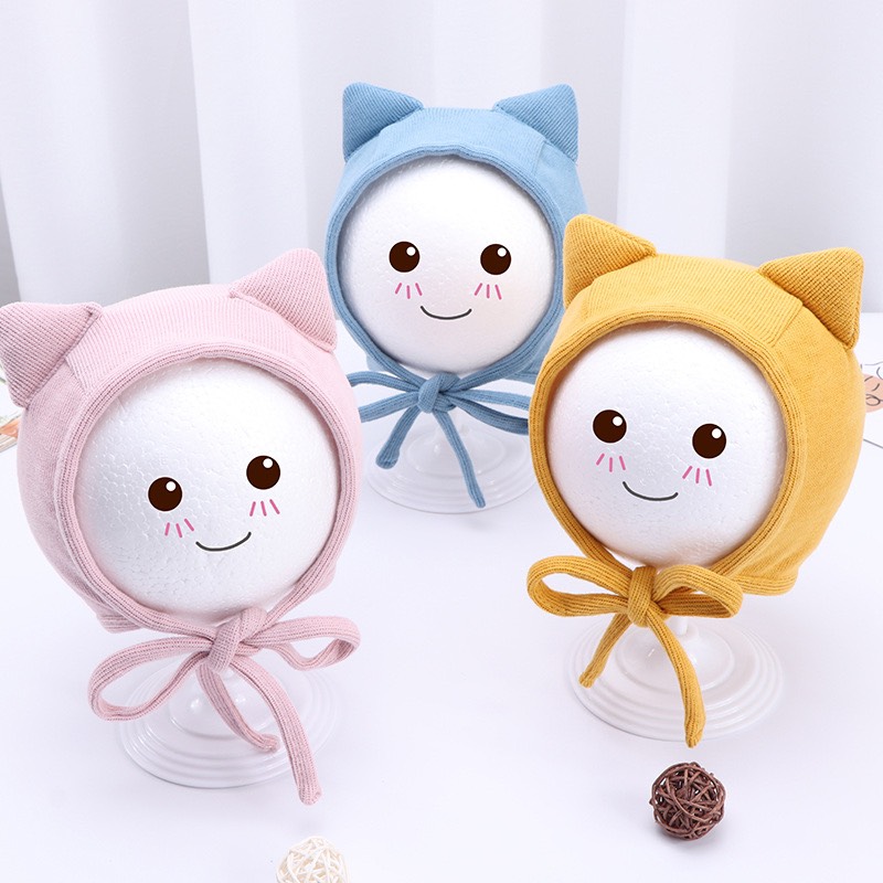 Mũ nỉ buộc dây TAI MÈO cho bé