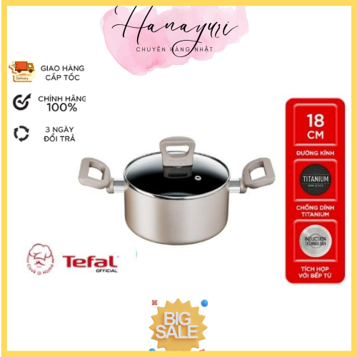 Nồi nhôm chống dính nắp kính tefal sensations 18cm h9104314 - hàng chính hãng