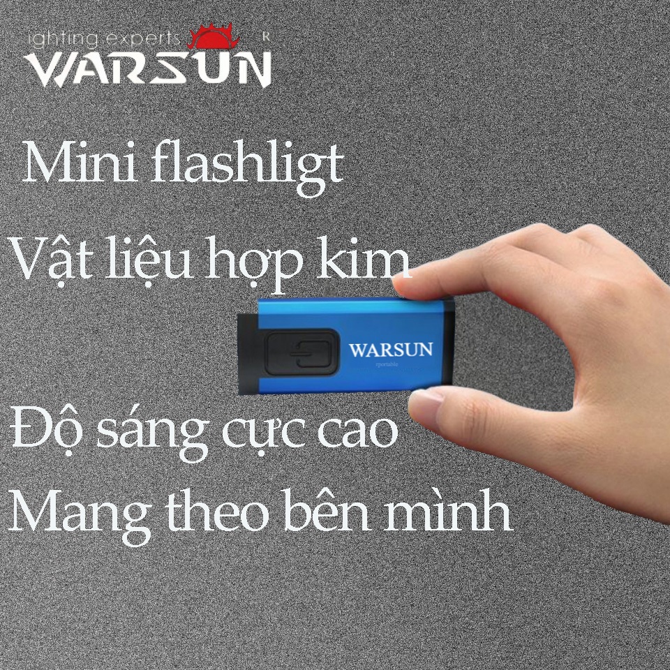 Đèn pin móc khóa LED Mini ba màu WARSUN 1000 Lumens Đèn pin có thể sạc lại Đèn móc khóa cho cắm trại ngoài trời và khẩn cấp