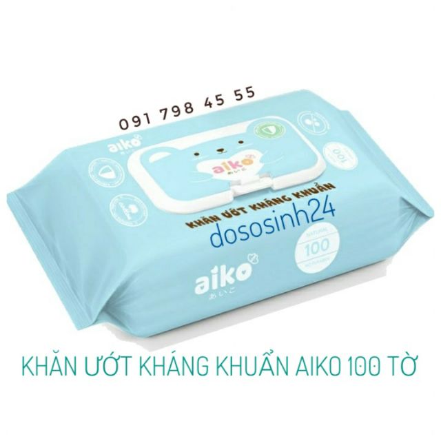 Khăn ướt kháng khuẩn Aiko cho bé