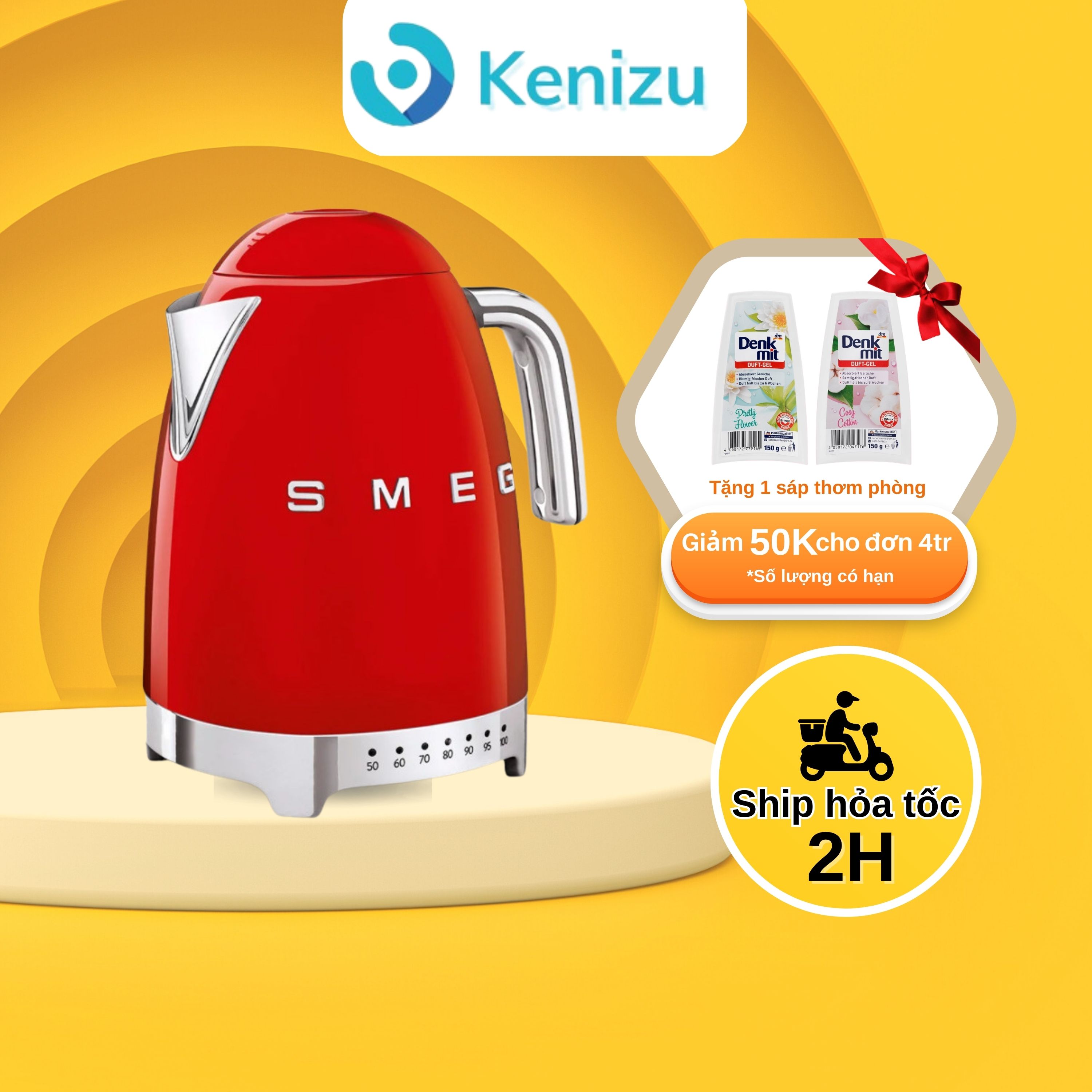 Ấm siêu tốc smeg klf04 điều chỉnh nhiệt độ - xuất xứ italy - dung tích 1.7 lít - bảo hành 12 tháng