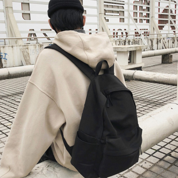 Balo nam Ulzzang kiểu Hàn Quốc vải dù chống nước trơn đen basic nhiều màu đi học đi chơi