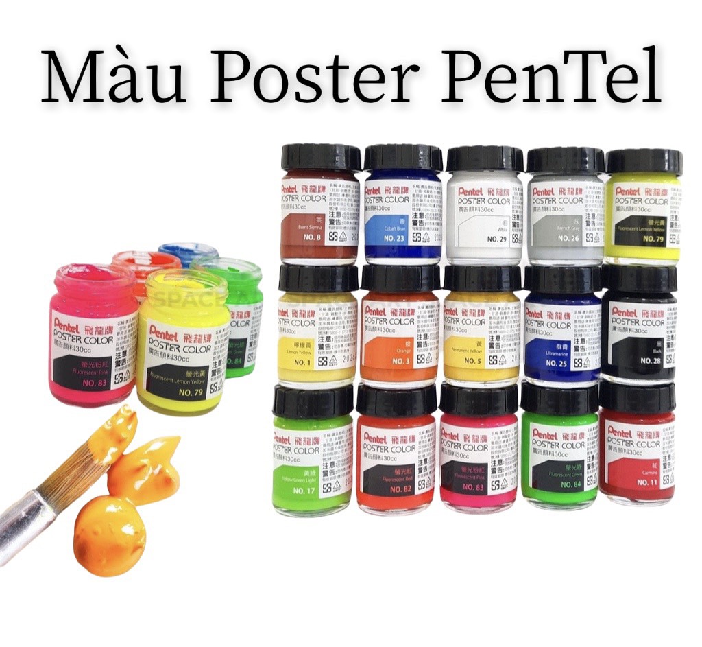 Màu vẽ Poster PENTEL Đài Loan 30ml (Màu lẻ) Cao cấp