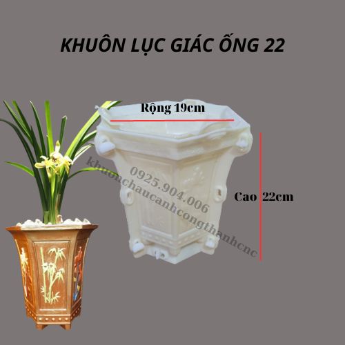 Khuôn đúc chậu cảnh lục giác ống cao 22, Dùng làm chậu cây cảnh bonsai mới 100% nhựa ABS cao cấp cực bên