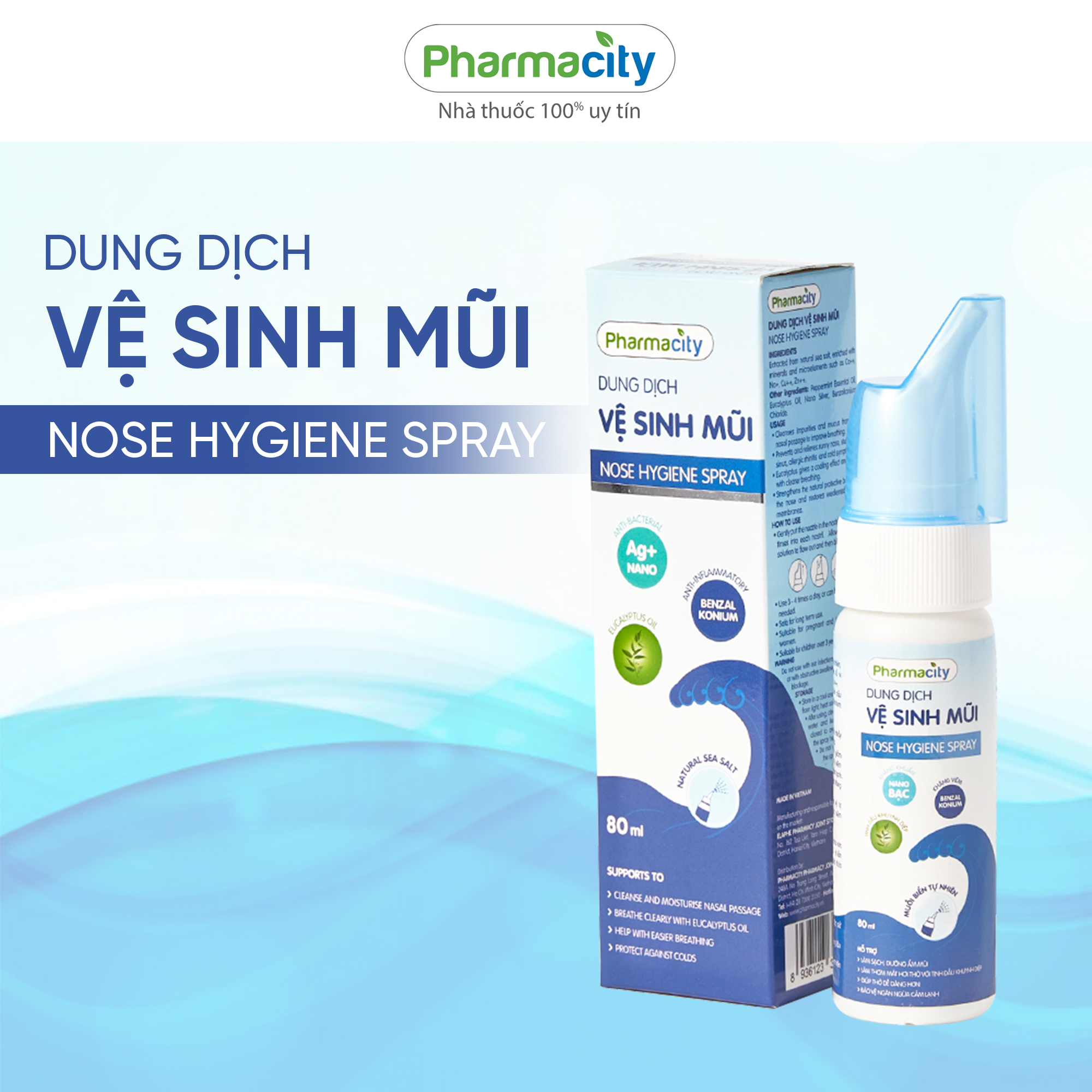 Dung dịch vệ sinh mũi Nose Hygiene Spray Pharmacity (80ml)