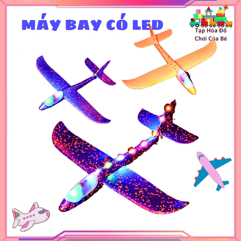 Đồ chơi Máy bay xốp cỡ lớn 48cm có đèn led toàn thân đồ chơi ném tay cực vui cho bé